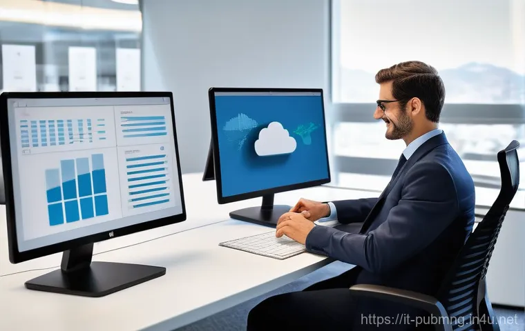 공공관리사 실무에서 사용하는 협업 도구 - **Prompt:** A vibrant, modern Italian public administration office. A professionally dressed Italian...