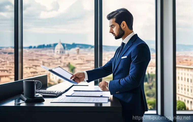 공공관리사 직무별 연봉 차이 - **Prompt:** A vibrant, realistic depiction of diverse professionals working within the Italian Publi...