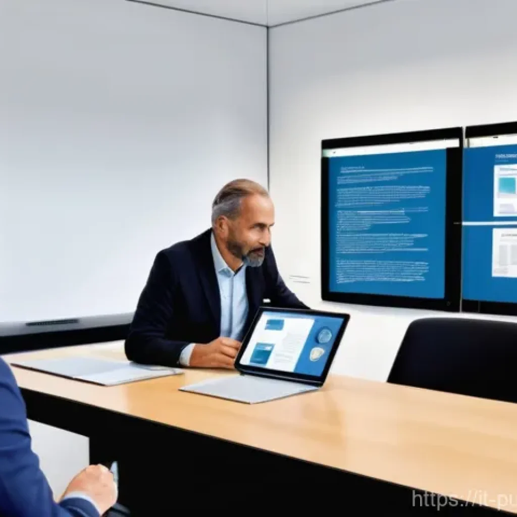 공공관리사 경력 개발 전략 - **Prompt:** A bustling, brightly lit, modern Italian public administration office. Diverse Italian p...