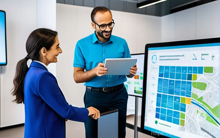 공공관리사 자격증 취득 전 알아야 할 점 - **Prompt:** A vibrant, futuristic public service center buzzing with activity, showcasing the modern...