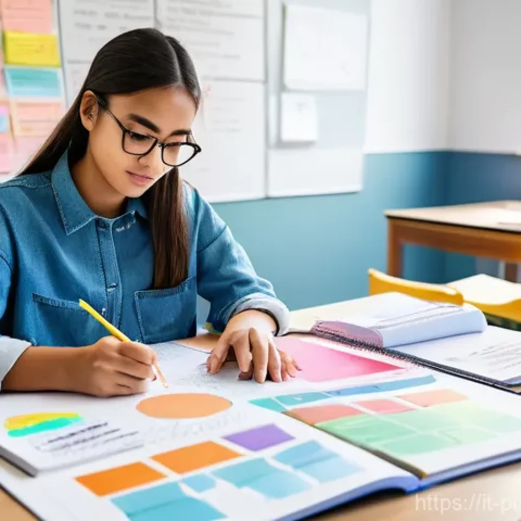 공공관리사 시험 고득점 전략 - **Prompt:** A young, focused student (either male or female, 20s-30s) meticulously crafting a vibran...