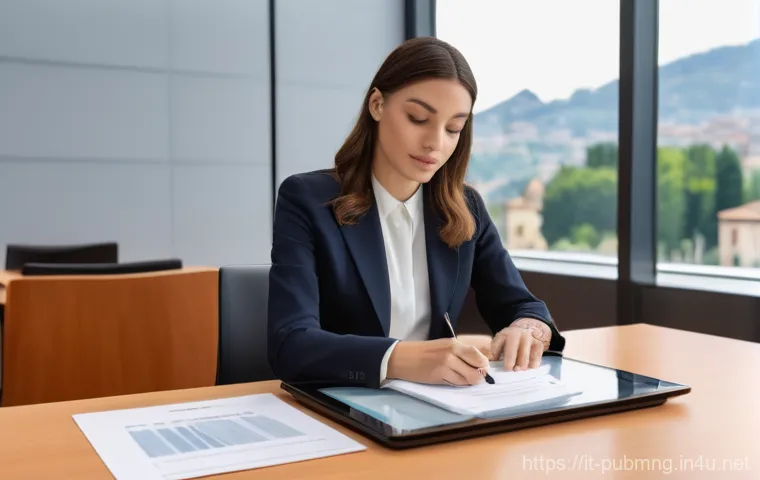 공공관리사 직무 만족도 후기 - A diverse group of Italian public sector employees in a modern, well-lit office setting and comforta...