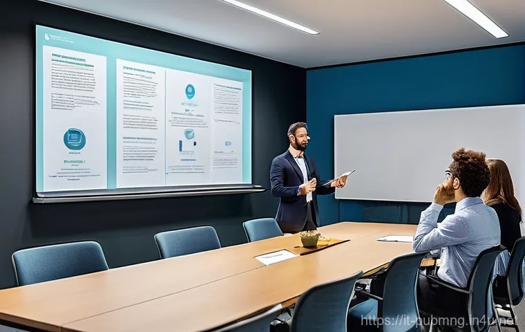 공공관리사 직무 만족도 후기 - An Italian public servant (male or female, 30s-50s) wearing professional business attire, seated at ...