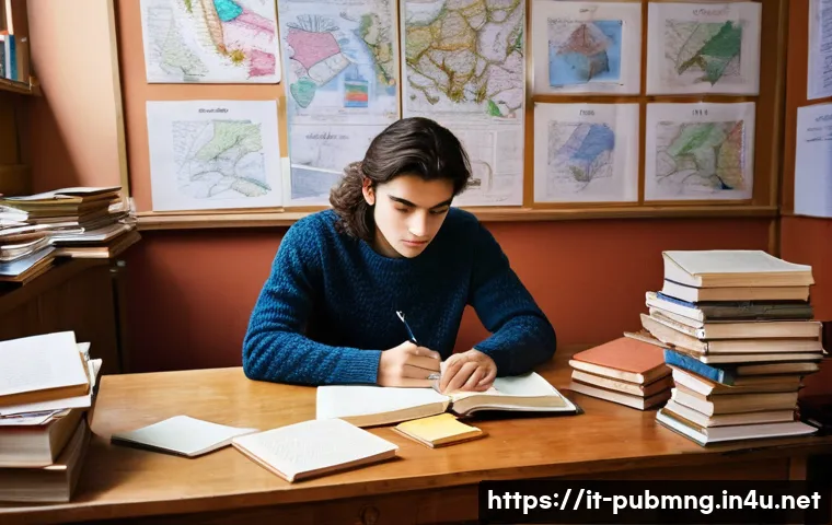 공공관리사 필기시험에서 자주 나오는 문제 유형 - **Prompt:** A young, determined Italian student in their early twenties sits at a tidy wooden desk i...