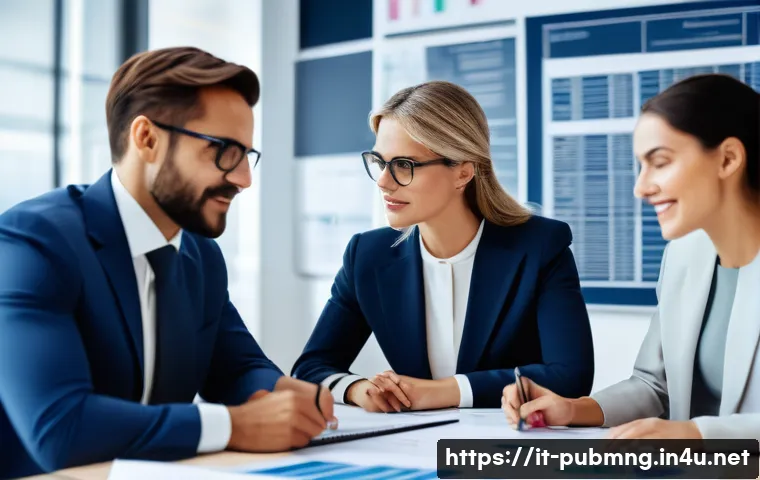 공공관리사 자격증을 활용한 경력 전환 성공 사례 - A professional business setting showing a diverse group of men and women in formal attire collaborat...