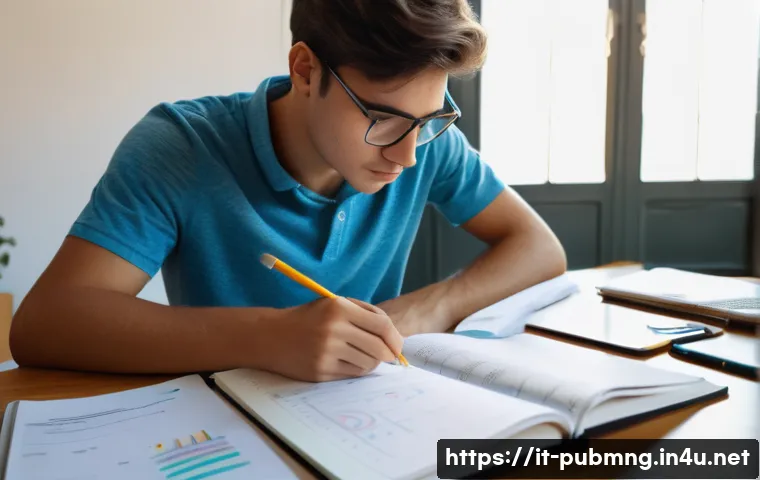 공공관리사 이론 시험 대비 학습 노하우 - A focused Italian university student studying public administration theory at a cozy desk in a brigh...