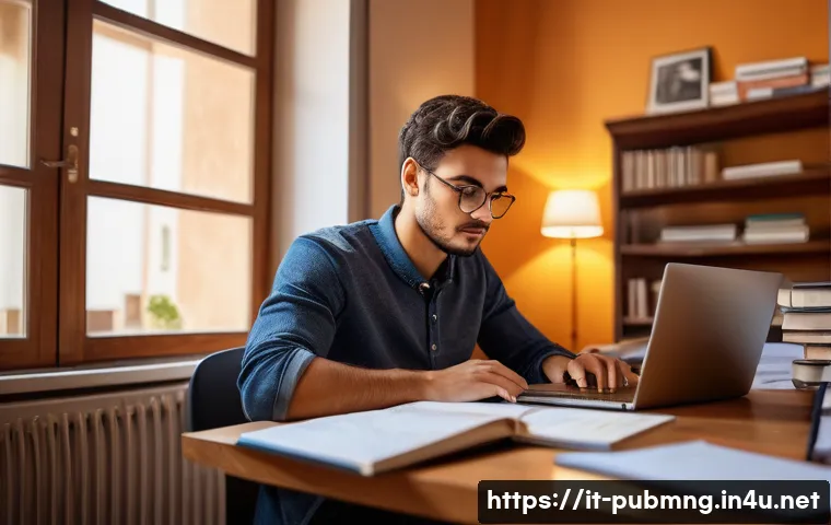 공공관리사 시험 준비를 위한 유용한 웹사이트 - A focused Italian university student studying early in the morning at a neat desk with textbooks on ...