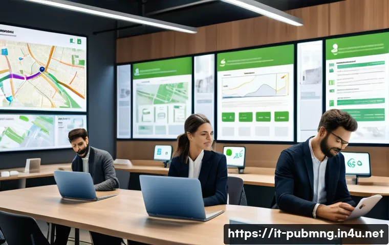 공공관리사로 전환 가능한 직무 - A modern public service management office scene in an Italian city, featuring diverse professionals ...