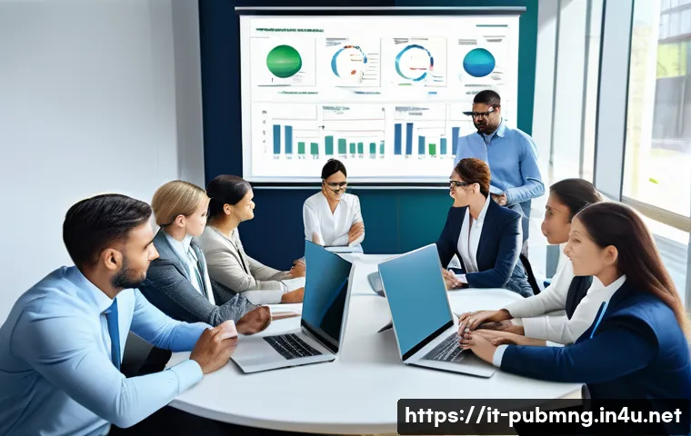 공공관리사 관련 국제 자격증 소개 - A professional office environment depicting a diverse group of public administration workers engaged...