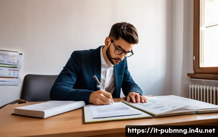 공공관리사 채용 프로세스 이해 - A detailed, professional study environment for preparing a public competition exam in Italy: a young...