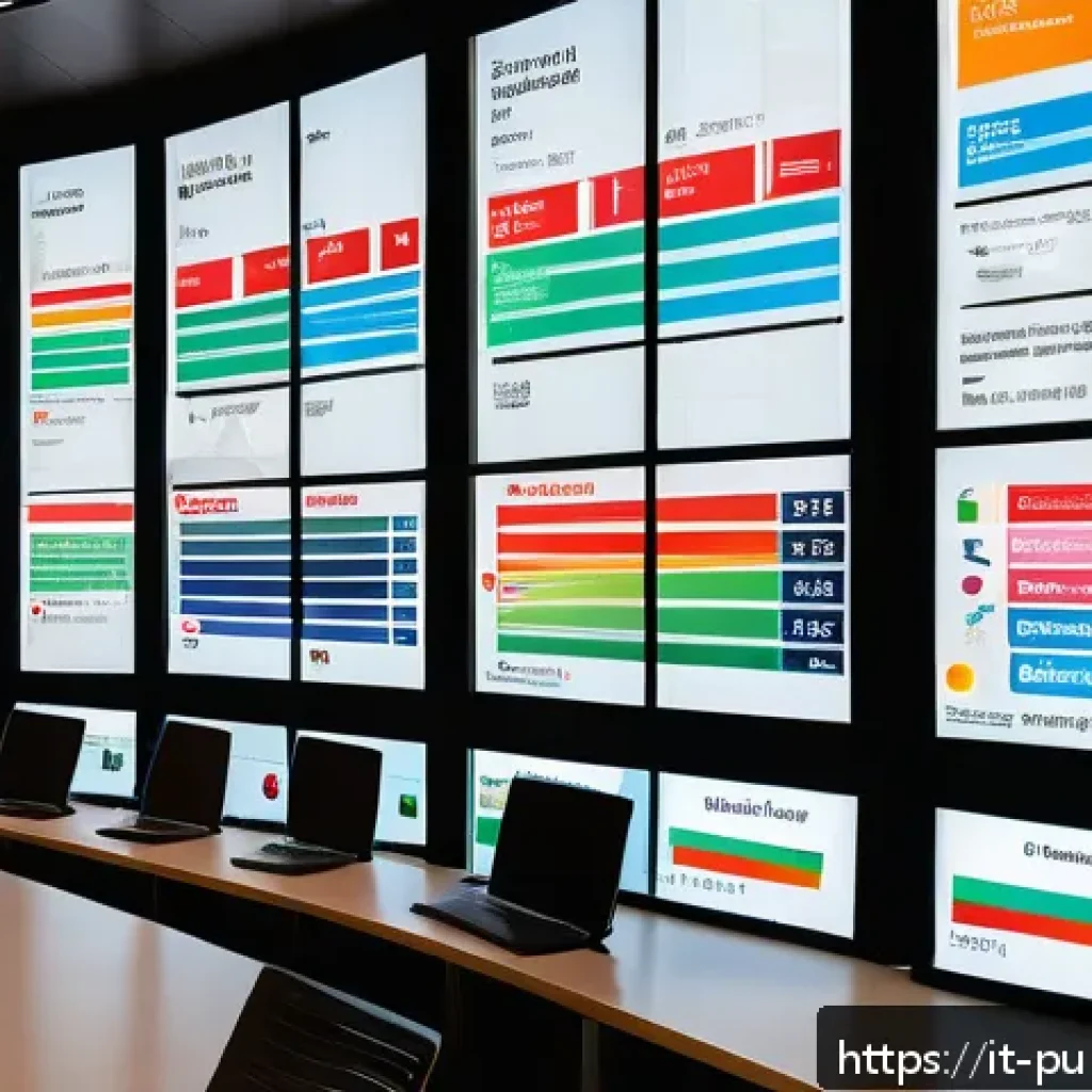 공공관리사 실무에서 필요한 기술과 도구 - A modern Italian municipal office environment showcasing a large interactive touchscreen display wit...