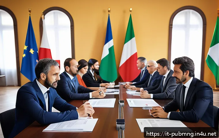 공공관리사 자격증 취득 후의 장기적인 이점 - A professional Italian public administration office scene showing diverse employees in business atti...