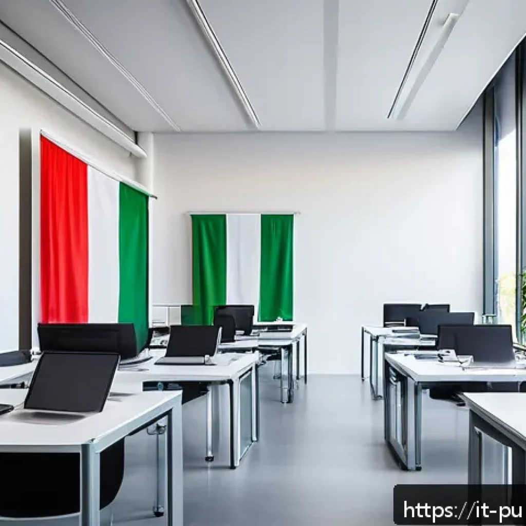 공공관리사 직무에서의 커리어 개발 방향 - A modern public administration office scene in Italy, showcasing diverse professionals in business c...