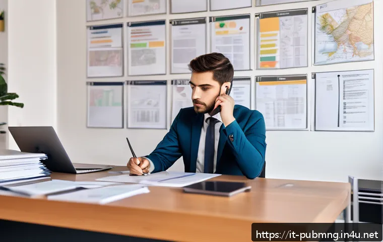 공공관리사 자격증 관련 자주 묻는 질문 - A focused Italian Public Manager student studying at a modern home office desk, surrounded by offici...