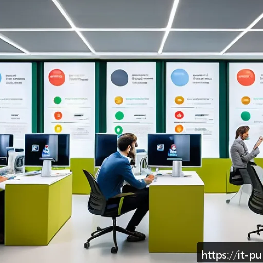 공공관리사 실무에서 겪는 주요 문제 - A modern Italian public administration office scene showcasing a diverse group of professional emplo...