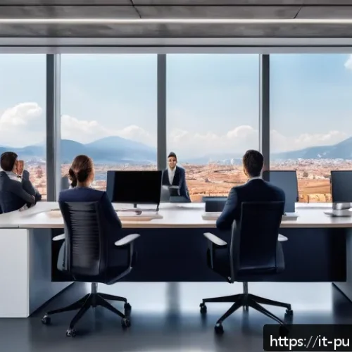 공공관리사 직무와 관련된 최신 트렌드 - A modern Italian public administration office scene showing diverse employees collaborating via clou...