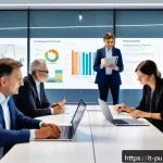 공공관리사 직무에서 리더가 되는 방법 - A professional Italian public administration office setting, with diverse team members of various ag...
