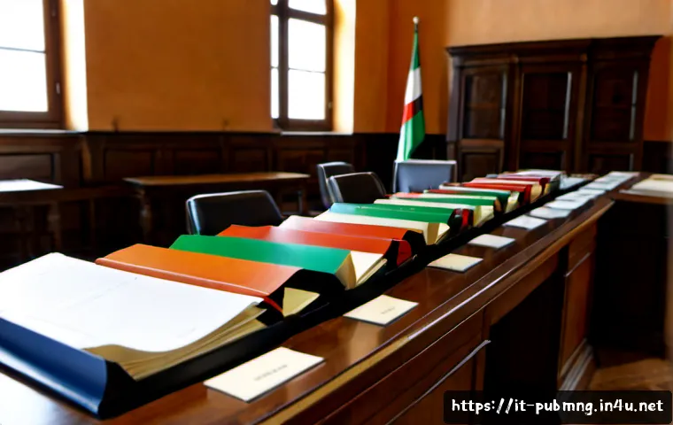 공공관리사 관련 법령과 규정 이해 - Photorealistic Italian municipal administrator in a bright historic city hall office, carefully revi...